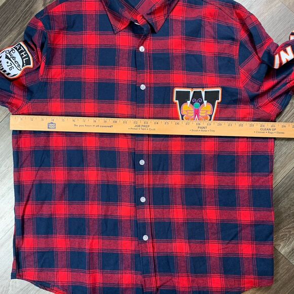 Switch Remarkable Size Mens 3XL Collar Button Up Shirt Red - Picture 7 of 9